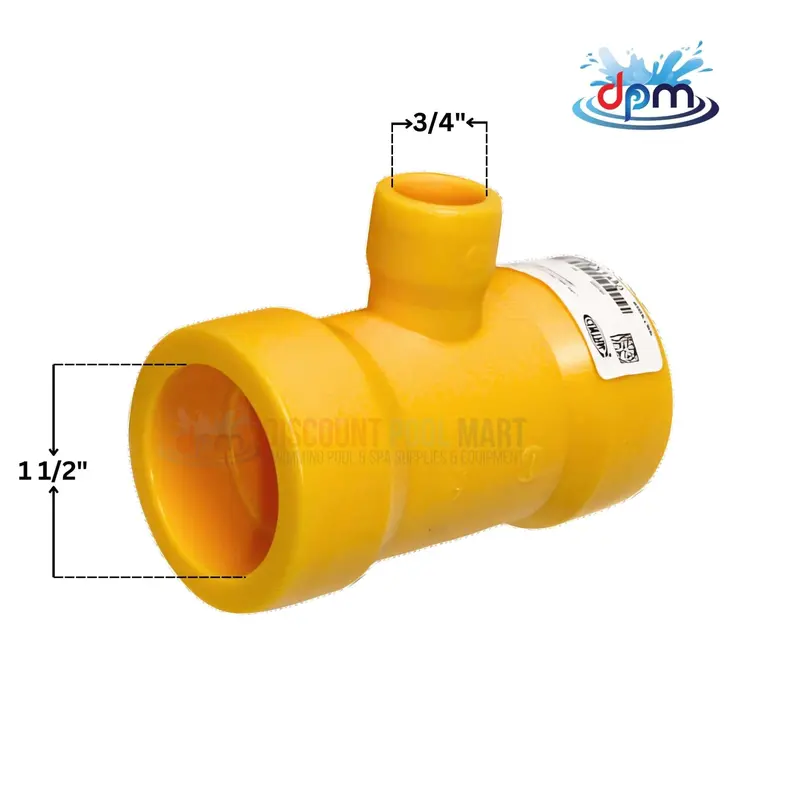 Yellow Polyethylene Reducing Fusion Tee – 1.5" X 1.5" X 0.75" 1